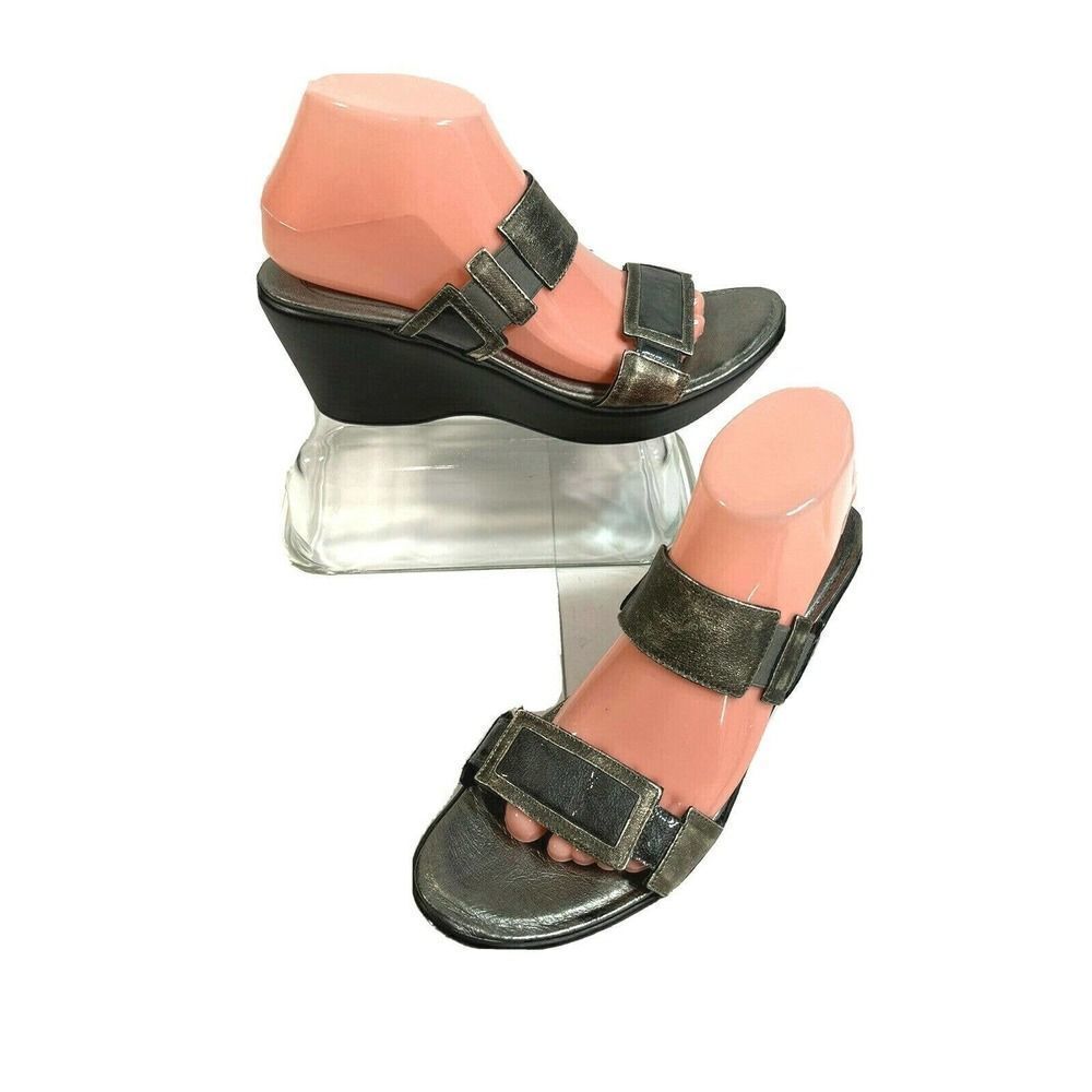 Naot Sandals Treasure Metallic Pewter Wedge Platform